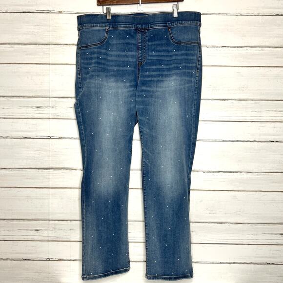 Lane Bryant Pearl Embellished Pull On Jeans Plus Size 20 - Picture 1 of 11
